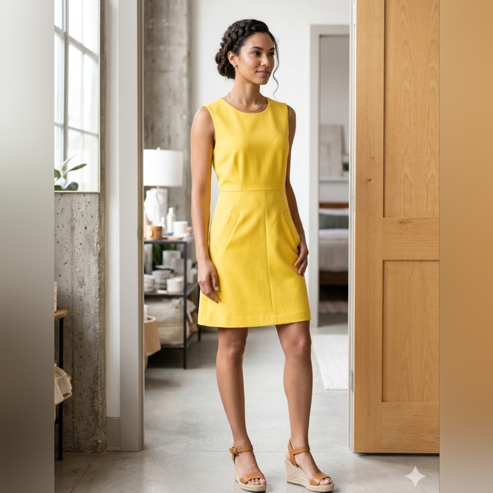 Diane‎ Von Furstenberg Sleeveless Yellow Sheath Dress